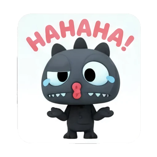 Laughing monster with tears of joy and text HAHAHA Little Dark Monster Daily sticker for expressive chats and social replies.