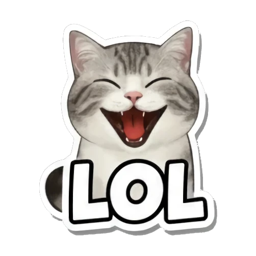 Cat laughing out loud (LOL). Cute Cat Expressions sticker for expressive chats and social replies.