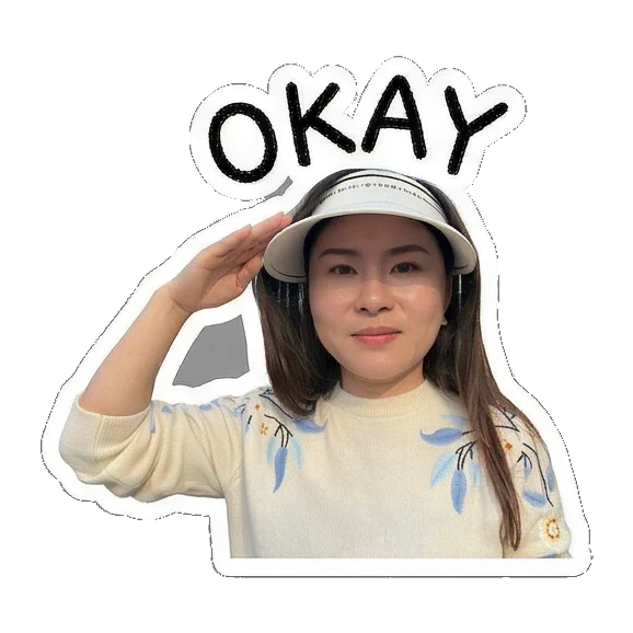 女子比划“OKAY” Visor Girl's Daily Moods sticker for expressive chats and social replies.