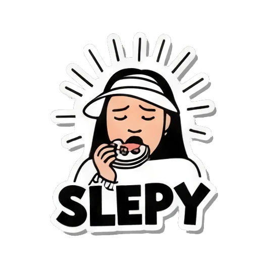 女孩困倦SLEPY Visor Girl's Expressive World sticker for expressive chats and social replies.