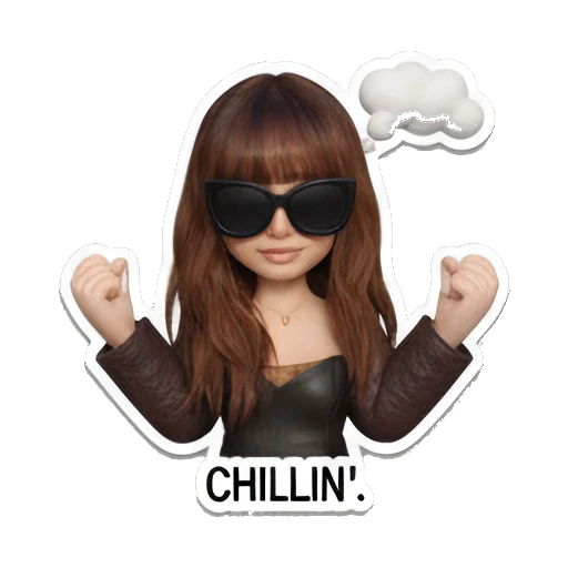 Girl wearing sunglasses with fists up, relaxed, text CHILLIN Summer Vacation Girl sticker for expressive chats and social replies.