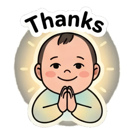 Baby praying with a Thanks expression. Little Baby Daily Moods sticker for expressive chats and social replies.