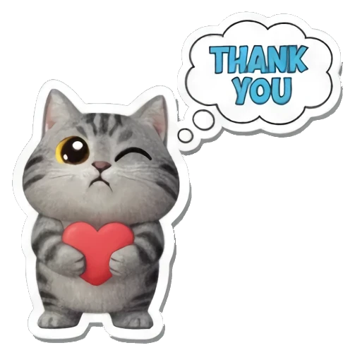 抱着爱心的感谢表情 Playful Tabby Expressions sticker for expressive chats and social replies.