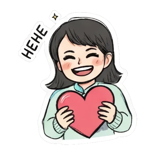 girl holding a heart Daily Life of a Cheerful Girl sticker for expressive chats and social replies.
