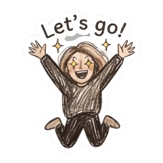 Girl jumping with excitement and arms raised Sketchy Girl Daily Vibes sticker for expressive chats and social replies.