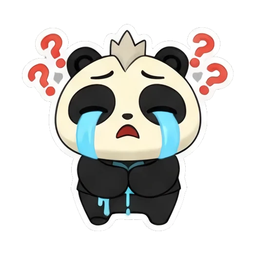 Panda looking confused with question marks Little Panda Daily Life sticker for expressive chats and social replies.