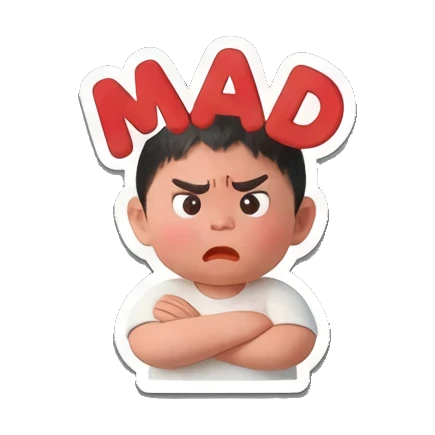 生气叉腰 Little Buddy's Big Feelings sticker for expressive chats and social replies.