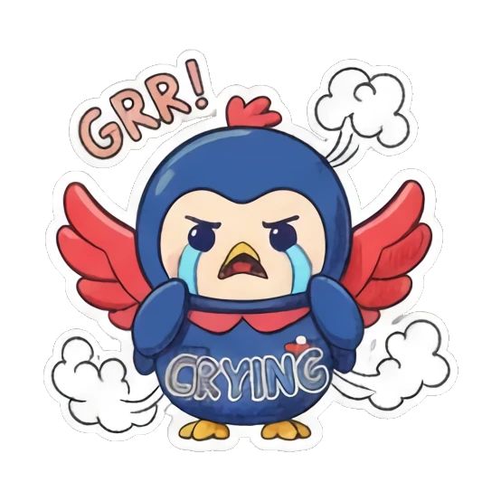 哭泣委屈的小鸟 Blue Birdie Moods sticker for expressive chats and social replies.