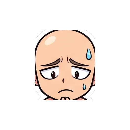 Bald boy sweating with hands together Baldy Boy Daily Life sticker for expressive chats and social replies.