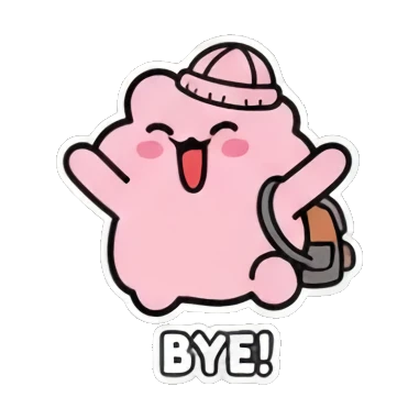 Blob waving bye Pinky Blob Adventures sticker for expressive chats and social replies.