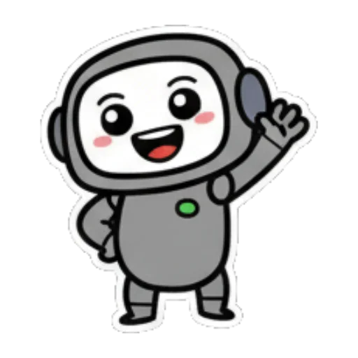 机器人挥手打招呼，面带微笑。 Cute Robot Expressions sticker for expressive chats and social replies.