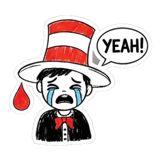 男孩流泪表情SAD Doodle Hat Boy sticker for expressive chats and social replies.