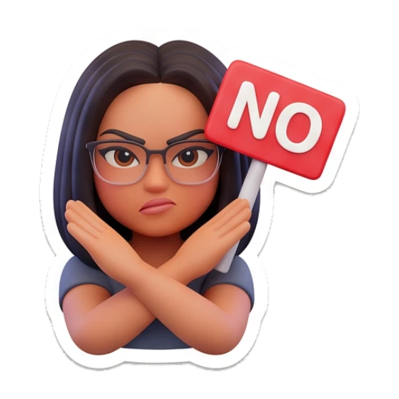 Girl crossing arms with a NO sign and text NO Modern Girl Daily Vibes sticker for expressive chats and social replies.