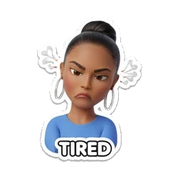 搞怪夸张的哭泣 Cheerful 3D Girl Expressions sticker for expressive chats and social replies.