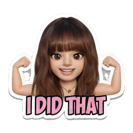 Girl flexing muscles, proud expression, text 'I DID THAT' Modern Girl Daily Vibes sticker for expressive chats and social replies.