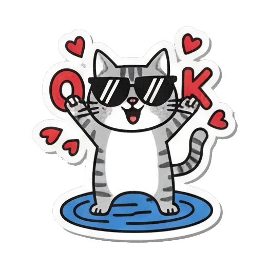cat wearing sunglasses saying OK Playful Tabby Cat Daily sticker for expressive chats and social replies.