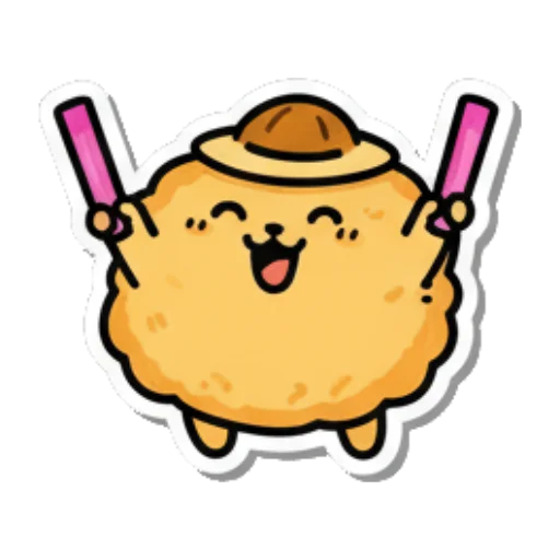 手持荧光棒庆祝 Cute Rice Ball Emotions sticker for expressive chats and social replies.