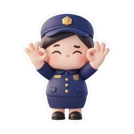 可爱警官困惑耸肩 Chibi Officer's Daily Life sticker for expressive chats and social replies.