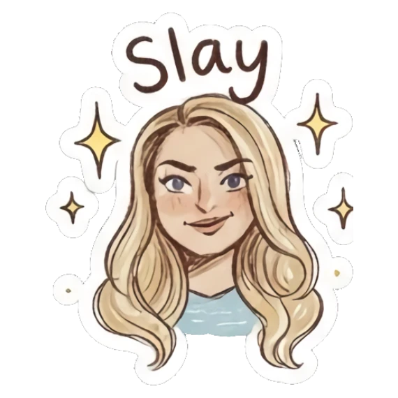 Confident blonde girl looking sassy Charming Blonde Doodle Girl sticker for expressive chats and social replies.