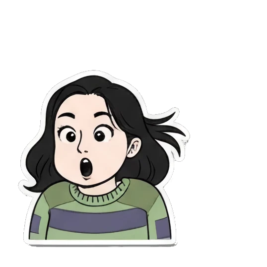 女孩惊讶OMG Cartoon Girl Expressions sticker for expressive chats and social replies.