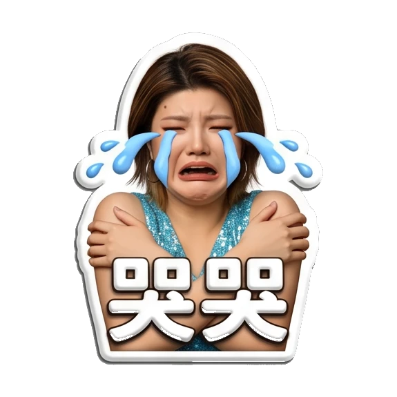 Sad young woman crying and hugging herself Sparkly Girl Daily Moods sticker for expressive chats and social replies.