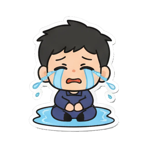 Boy with glasses crying loudly on the floor Cheerful Glasses Boy Daily sticker for expressive chats and social replies.