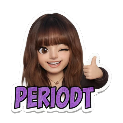 Girl winking with thumb up, confident expression, text 'PERIODT' Modern Girl Daily Vibes sticker for expressive chats and social replies.