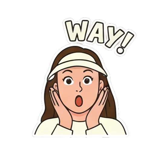 Young woman surprised, saying "NO WAY!" Visor Girl Expressions sticker for expressive chats and social replies.