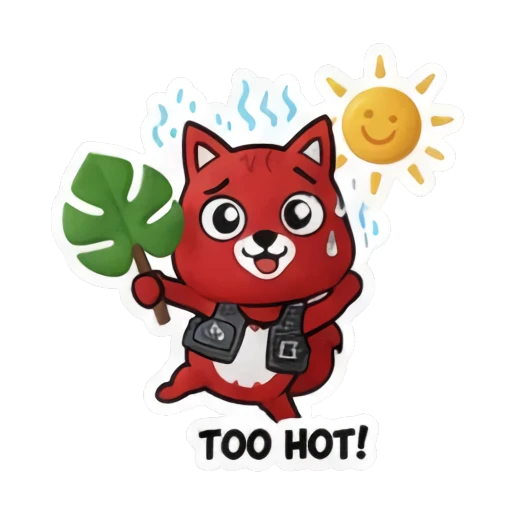 hot weather sweating squirrel Summer Red Squirrel Adventures sticker for expressive chats and social replies.