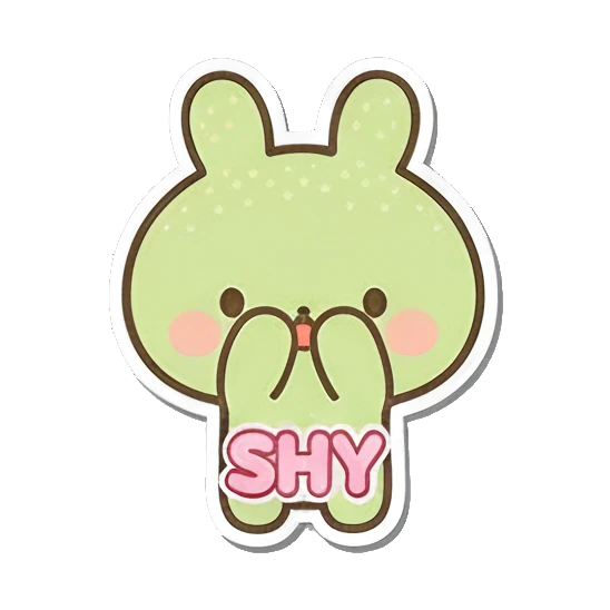 Shy bunny covering face with hands Minty Bunny Moods sticker for expressive chats and social replies.