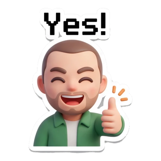 Man smiling and giving a thumbs up Casual Guy Daily Vibes sticker for expressive chats and social replies.