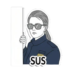 眼神怀疑SUS Digital Moods of a Modern Girl sticker for expressive chats and social replies.