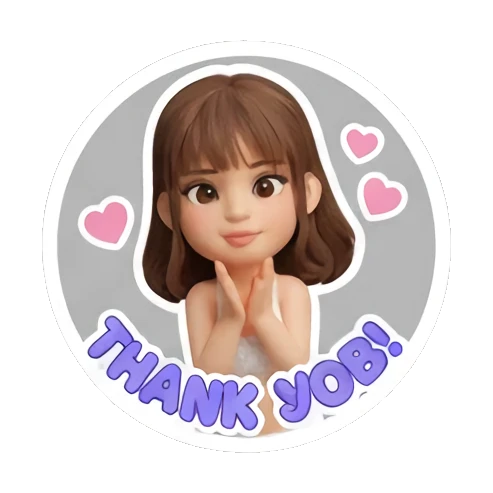 Girl smiling with hands together and Thank You text Cute 3D Girl Daily Life sticker for expressive chats and social replies.