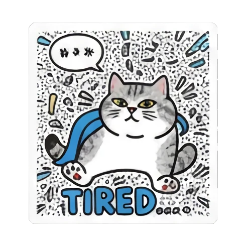 cat looking confused with question marks Pop Art Cat Vibes sticker for expressive chats and social replies.