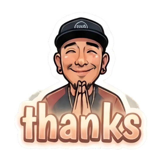 Man with hands in prayer position saying thanks. Cool Guy Daily Vibes sticker for expressive chats and social replies.