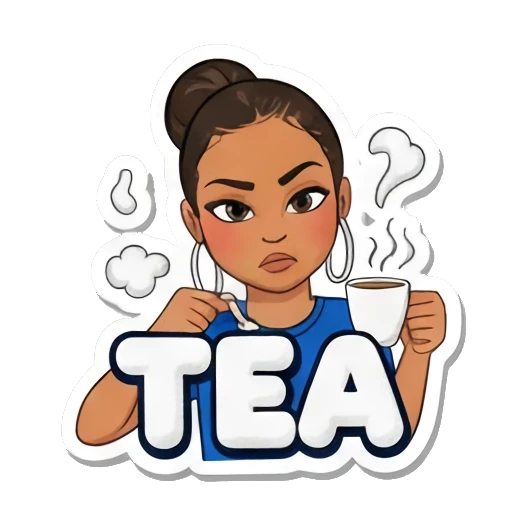 喝茶八卦的Tea女孩 Sassy Girl Slang sticker for expressive chats and social replies.