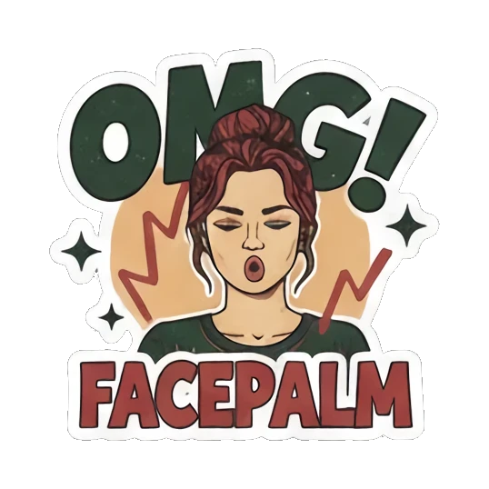 Annoyed facepalm with 'OMG!' Expressive Gal's Daily Moods sticker for expressive chats and social replies.