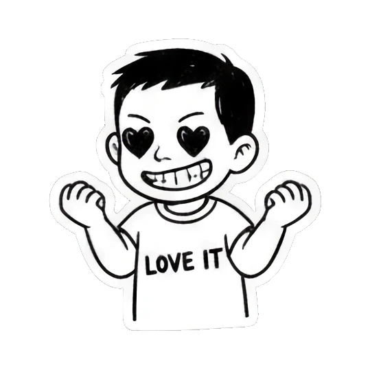 boy with heart eyes loving it Quirky Boy Daily Life sticker for expressive chats and social replies.