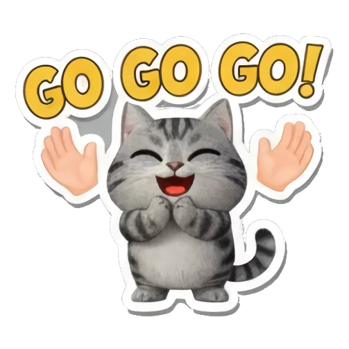 举起双手欢呼的猫咪 Playful Tabby Expressions sticker for expressive chats and social replies.