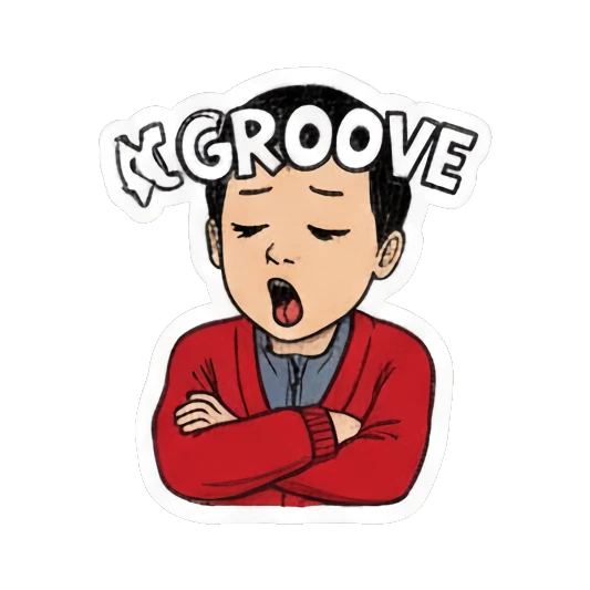 bored boy grooving Red Sweater Boy Daily Life sticker for expressive chats and social replies.
