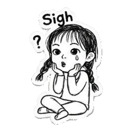 女孩托腮思考 Little Girl Daily Moods sticker for expressive chats and social replies.