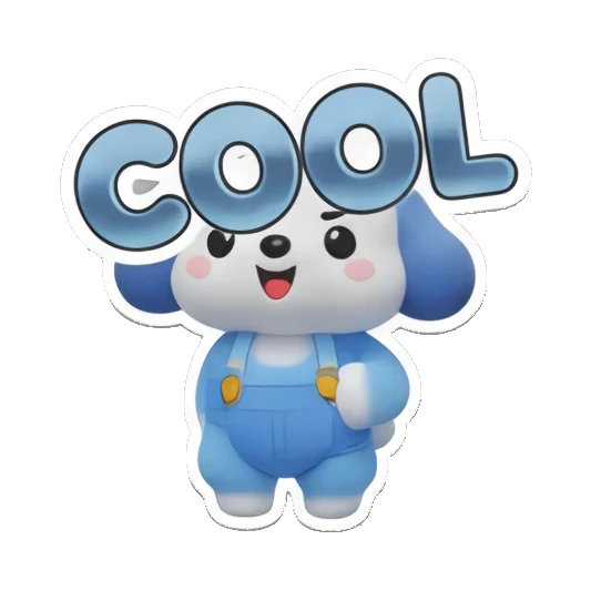 蓝色小狗戴墨镜，文字COOL，酷炫表情 Blue Puppy Daily Adventures sticker for expressive chats and social replies.