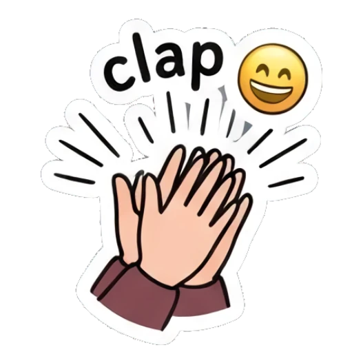 Hands clapping together with 'clap' text. Daily Moods of a Cool Student sticker for expressive chats and social replies.