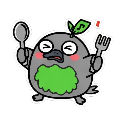 小鸟拿着餐具享受美食 Cute Bird Emotions sticker for expressive chats and social replies.