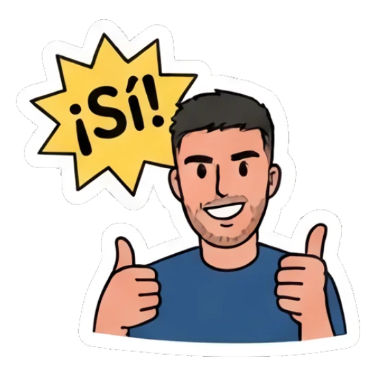 Man giving double thumbs up, enthusiastic Couple Daily Vibes sticker for expressive chats and social replies.