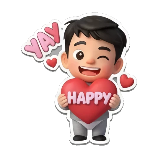小男孩抱着爱心 Little Boy Daily Adventures sticker for expressive chats and social replies.