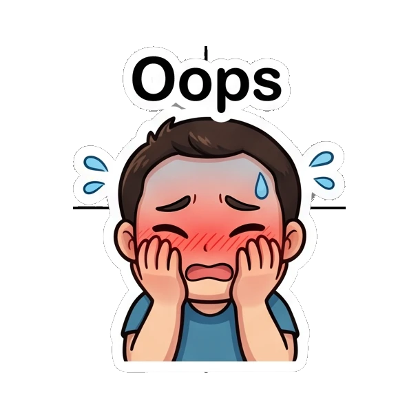 Boy looking embarrassed and blushing with hands on face. Cheerful Boy Daily Life sticker for expressive chats and social replies.