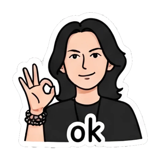 Cool girl making an OK hand gesture with a confident smile. Cool Rocker Girl Daily Life sticker for expressive chats and social replies.