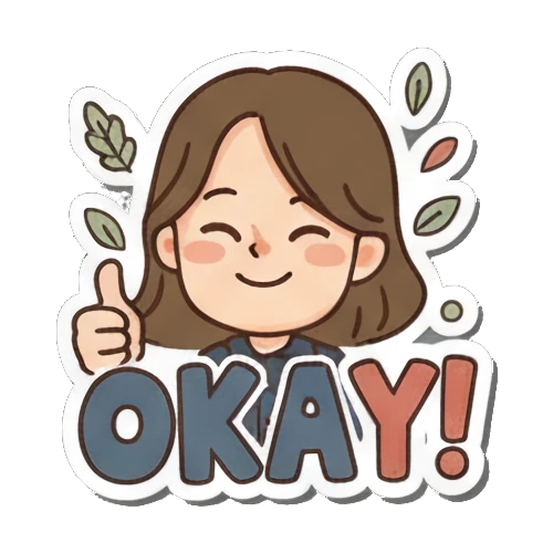 竖拇指女孩说OKAY! Vibrant Girl's Daily sticker for expressive chats and social replies.