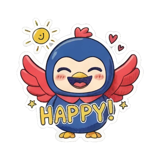 开心快乐的小鸟 Blue Birdie Moods sticker for expressive chats and social replies.